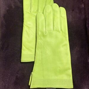 Lime Green Leather Gloves